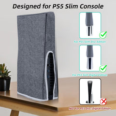 Mcbazel Dust Cover Anti Scratch Protective Cover Sleeve for PS5 Slim Digital/Disc Edition Consoles – Grey