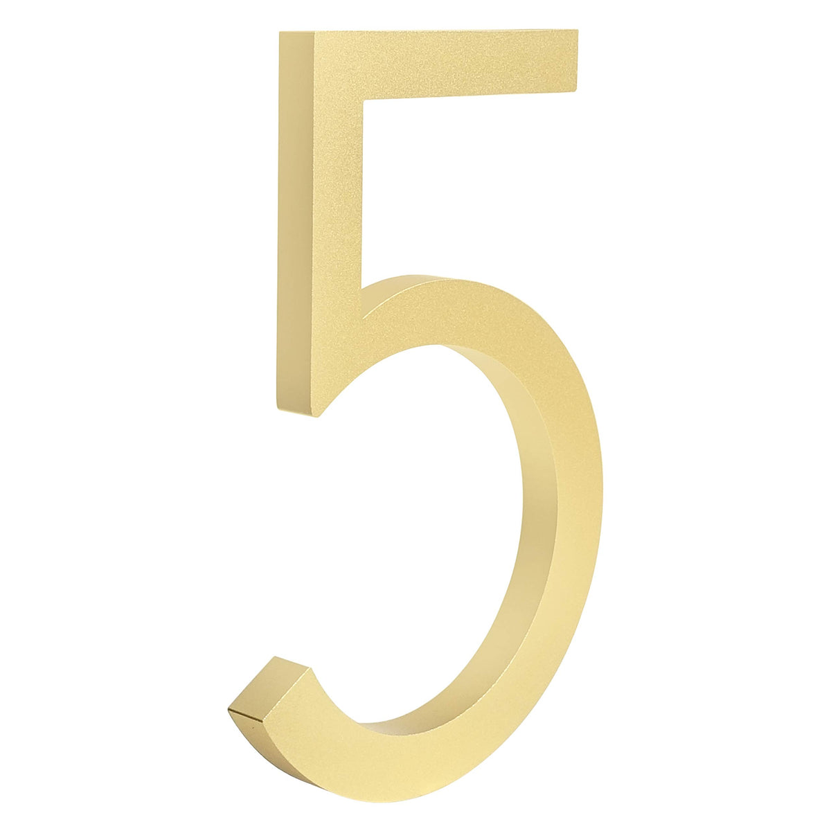 HASWARE Floating House Number 4 inch Stylish Door Numbers Alphabet Plaque Street Home Address Numerals (Small 5, Golden)