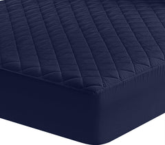 Utopia Bedding Quilted Fitted Mattress Pad Small Double 4 FT 122x190 cm, Extra Deep Mattress cover, Mattress Topper, Mattress Protector Stretches up to 38 CM (Navy)