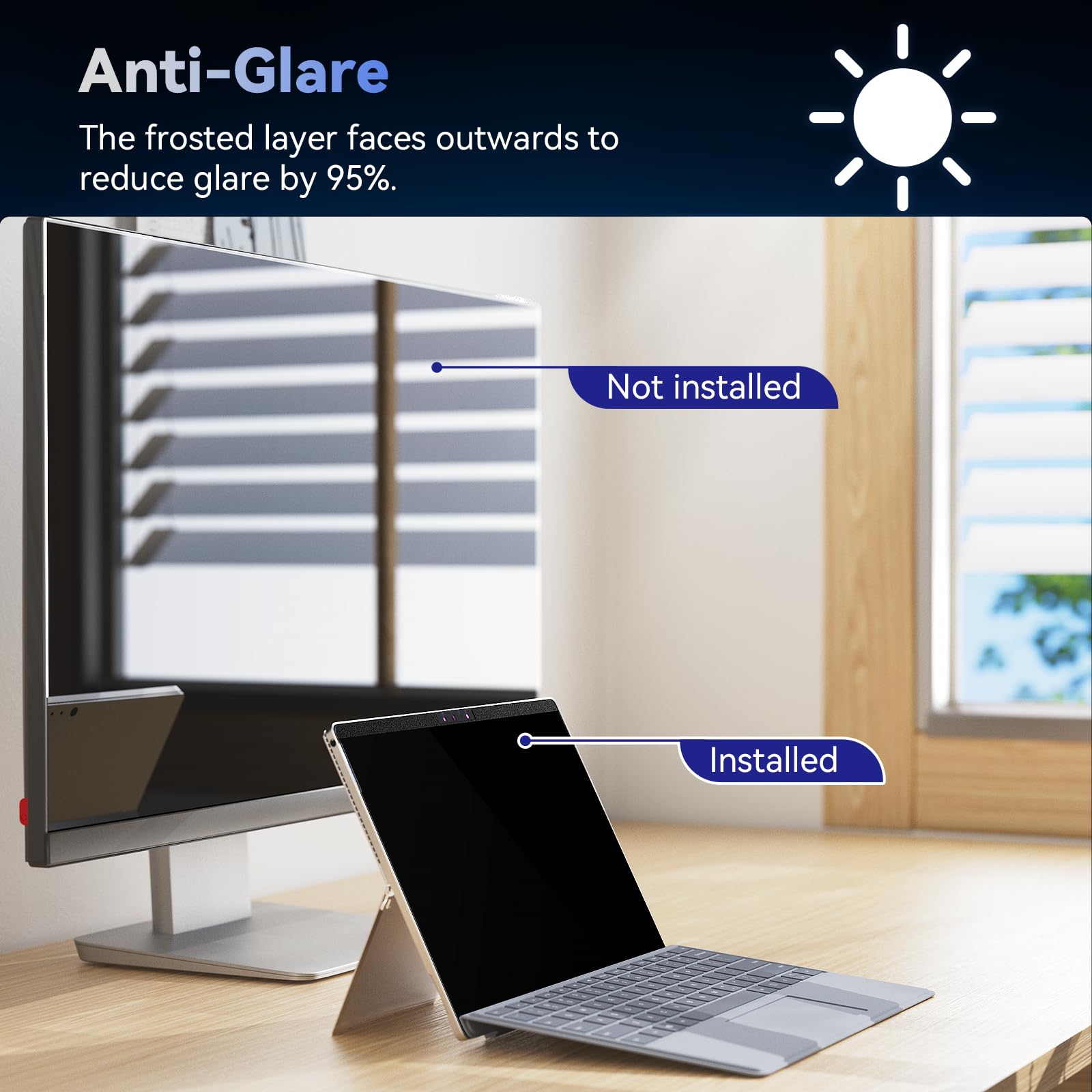 Magnetic Laptop Privacy Screen 13.3 Inch for 16:9 Computer Monitor, 13 inches Removable Anti Glare Protector Blue Light Filter Shield Film Compatible with Lenovo/Hp/Dell/Acer/Asus/Thinkpad/Envy/Xps/Toshiba