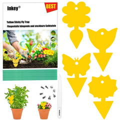 lnkey 56 Pack Yellow Sticky Fly Traps Fungus gnat trap killer Dual-Sided Yellow Fruit Fly Trap Insect Catcher for Houseplant indoor and outdoor plants