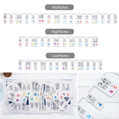 LALASTYLE Removable Silicone Piano Notes Labels, Piano Key Notes Guide for Beginners, 88 Key Full Size Piano Keyboard Note Labels, Reusable Piano Note Strips with Box (Colorful)