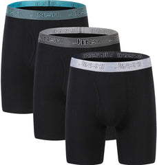 JINSHI Long Leg Boxer Shorts Bamboo Underwear Boxer Trunks for Mens 3-Pack, L, 3 Pack-412-01