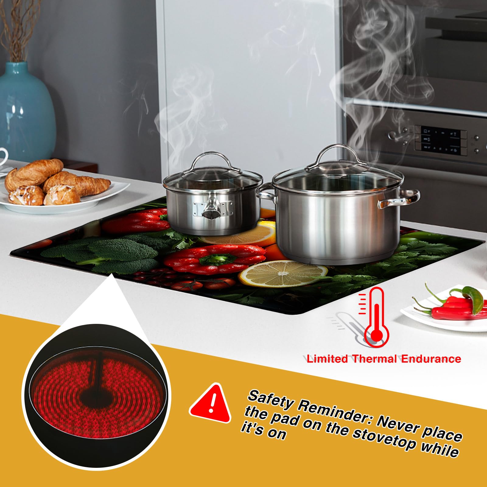 Kitchenraku Hob Cover 61x53cm, Electric Hob Covers, Ceramic Hob Covers, Induction Hob Covers, Glass Hob Covers, Hob Covers for Electric Cookers to Protect from Scratches (CMT11 A, 61x53cm)