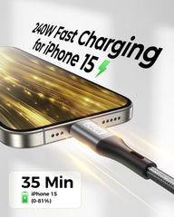 Silkland 240W C to C Charger Cable Fast Charge 48V/5A 2M, 100W PD 3.1&QC 4.0, USB C to USB C Charger Cable for iPhone 15/Pro/Pro Max, Samsung S23 Ultra/A14/S23/A54, MacBook Pro, iPad Pro, Pixel 8/Pro