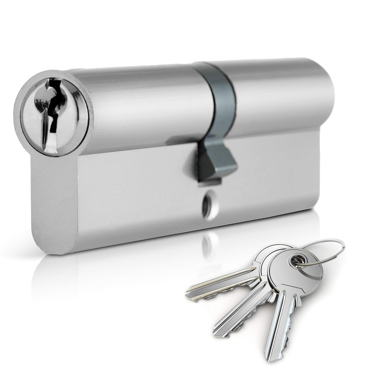 XFORT® Chrome 45/50 Euro Cylinder Lock (95mm), Euro Door Barrel Lock with 3 Keys, Anti-Bump, Anti-Drill and Anti-Pick Door Lock with Key to Ensure High Security for Wooden, UPVC and Composite Doors.