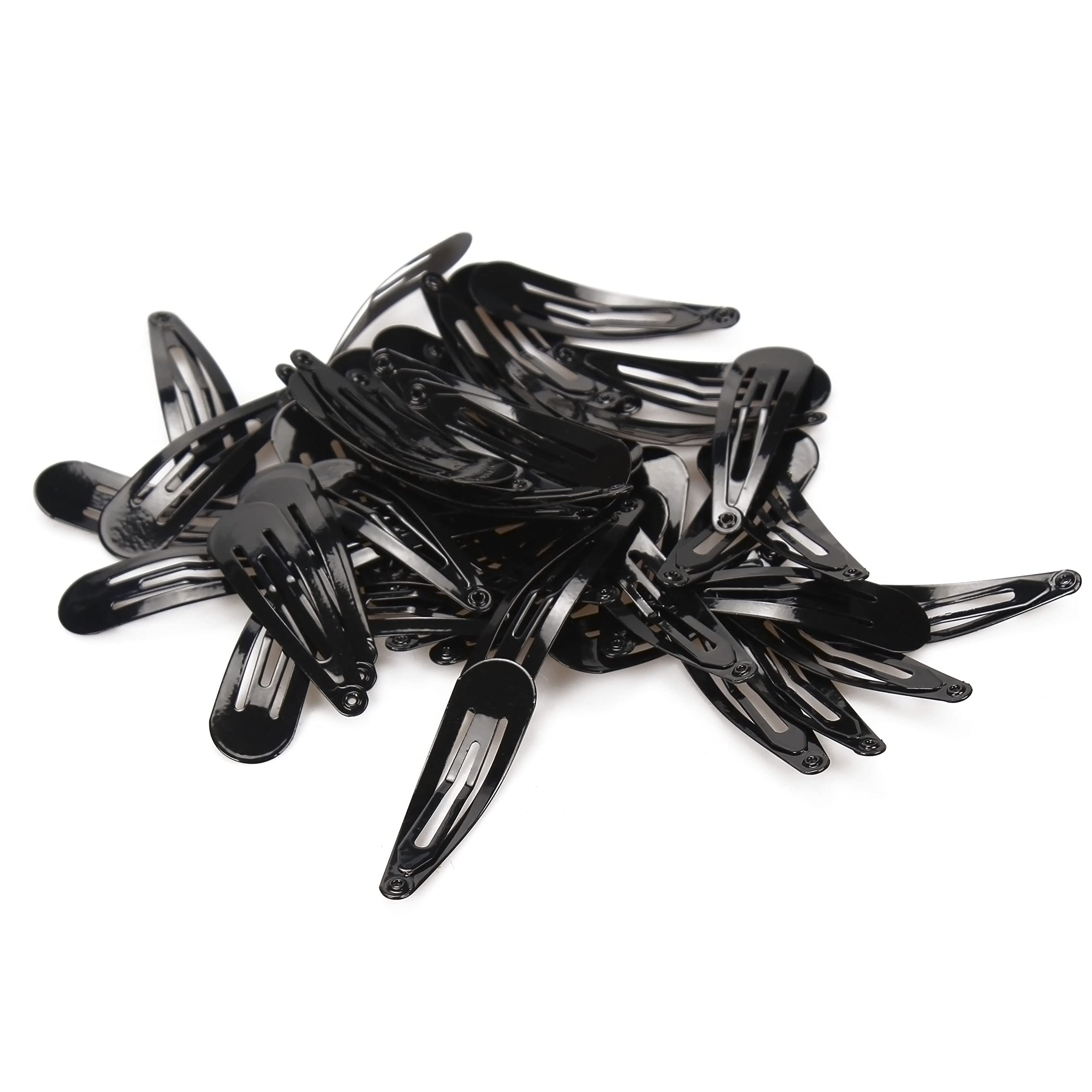 Beayuer 50 Pack Snap Hair Clips 2 Inch Metal Hair Accessories Barrettes for Girls Women Hair Styling (50 Pcs, Black)