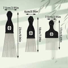 3 Pcs Metal Afro Combs Different Lengths Metal Comb for Thick Hair and Even Beard Normal Thick Hair Thick Wavy Hair or Tangled Hair Oily Hair Especially the Afro Hair Styling for Home Use Hair Salon