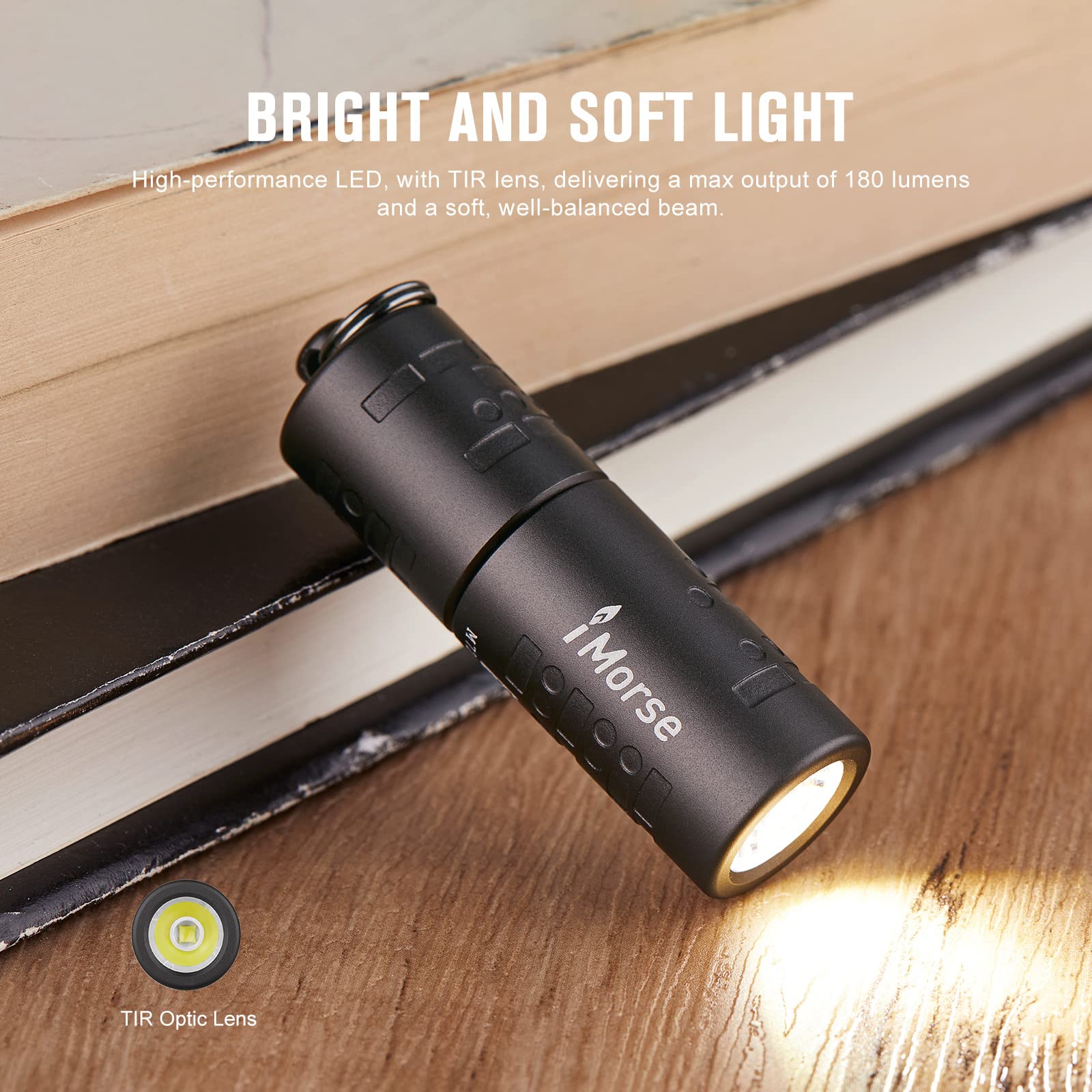 OLIGHT iMorse I1R 2 Pro Keychain Flashlight max 180 lumens, Mini EDC Handheld Torch, Powered by Built-in Rechargeable Battery with Type-C USB Cable for Everyday Carry（Gunmetal Grey）