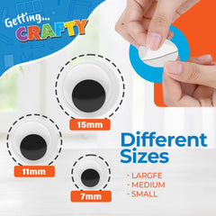 400pk Googly Eyes Self Adhesive - 2 x 200pk Small & Medium Googly Eyes for Crafting   Google Eyes for Children DIY Art   Goggly Stick On Eyes for Crafts Googly Eyes Large   Stick On Googley Eyes