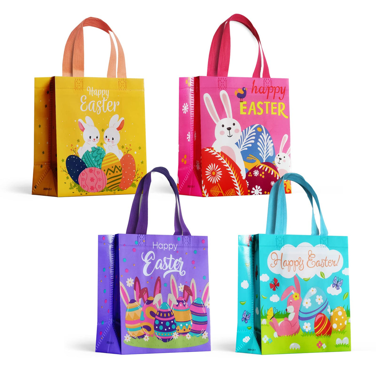 Easter Gift Bags, 4 Pcs Easter Bunny Bags for Kids, Easter Egg Hunt Bags with Handles, Reusable Chocolate Sweets Treat Candy Easter Bunny Ear Party Bags for Party Favors