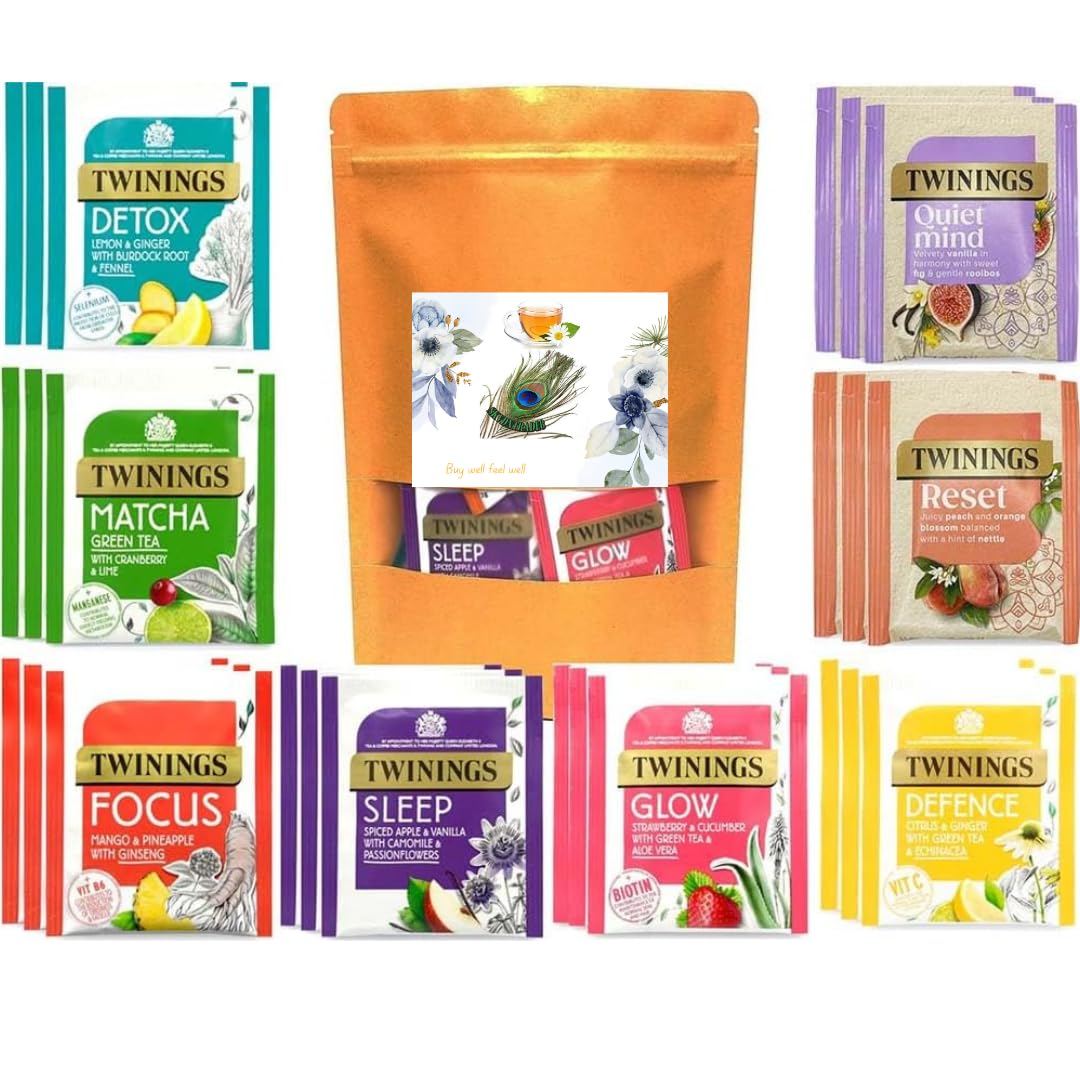 Twinings Superblends,soulfulblends Assortment Fruit Herbal tea Selection Gift Set Total 24, 8 Delicious Flavours 3 Individually Wrapped Tea Bags of Each Flavour Twinings tea bags