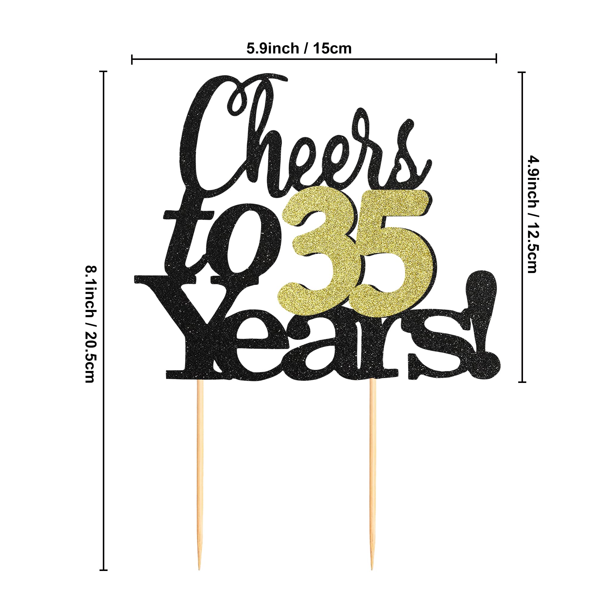 Sumerk Cheers to 35 Years Cake Toppers 35th Birthday Cake Topper Wedding Anniversary Party Decorations Supplies - 1 Pack