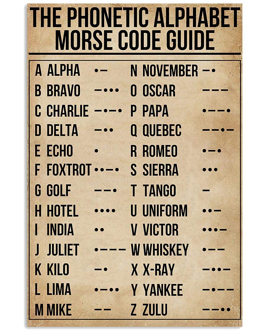 Phonetic Alphabet Morse Code Pilot Vintage Wall Decor Metal Sign Plaque Poster 8X12 inch