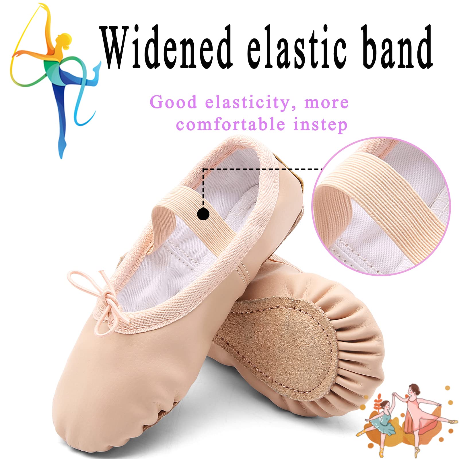 TETSUO Girls Ballet Shoes, Ballerina Slippers Dance Flats for Kids, Toddlers Dancing, Yoga Soft Gymnastic Light Pink