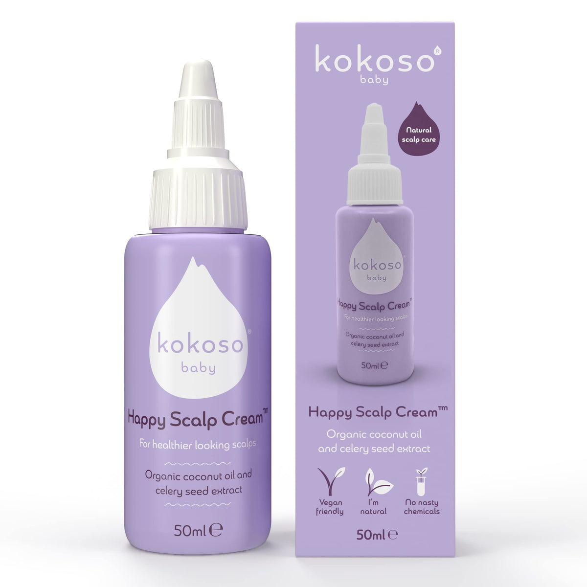 Kokoso Baby Happy Scalp Cream - Safe, Natural, Effective Scalp Treatment for Delicate Baby Scalps - For Dry, Oily and Sensitive Scalps (50ml)