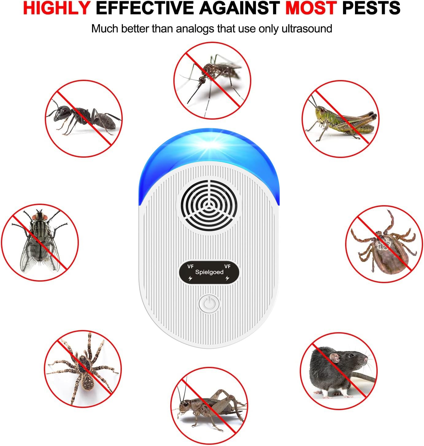 Ultrasonic Pest Repeller, Powerful Mouse Repellent plug in Pest Control - Ideal for Mice, Rats, Mosquitoes, Cockroach, Moths, Ants