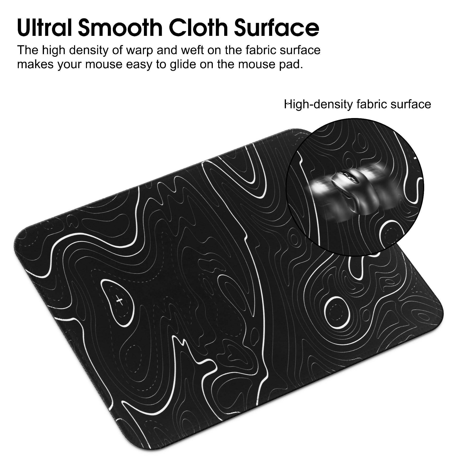 HoYiXi Mouse Mat 2 Pack（270 x 210 x 3 MM,Mouse Pad Soft Smooth Surface and Anti-Slip Rubber Base Waterproof Soft Cloth MousePads for Home Office Work, 270 x 210 x 3 MM,black