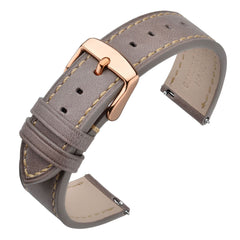 ANNEFIT Watch Band 21mm with Rose Gold Buckle - Classic Oil Wax Leather Quick Release Watch Strap (Grey)