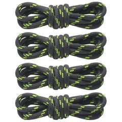 Kueimovi 4 Pairs Round Work Boot Laces, Heavy Duty Round Shoelaces for Trainers Shoes, Walking Boots, Hiking Boots and Safety Boots, Thick Replacement Boot Shoelaces, Black/Green, 35 inches (90cm)