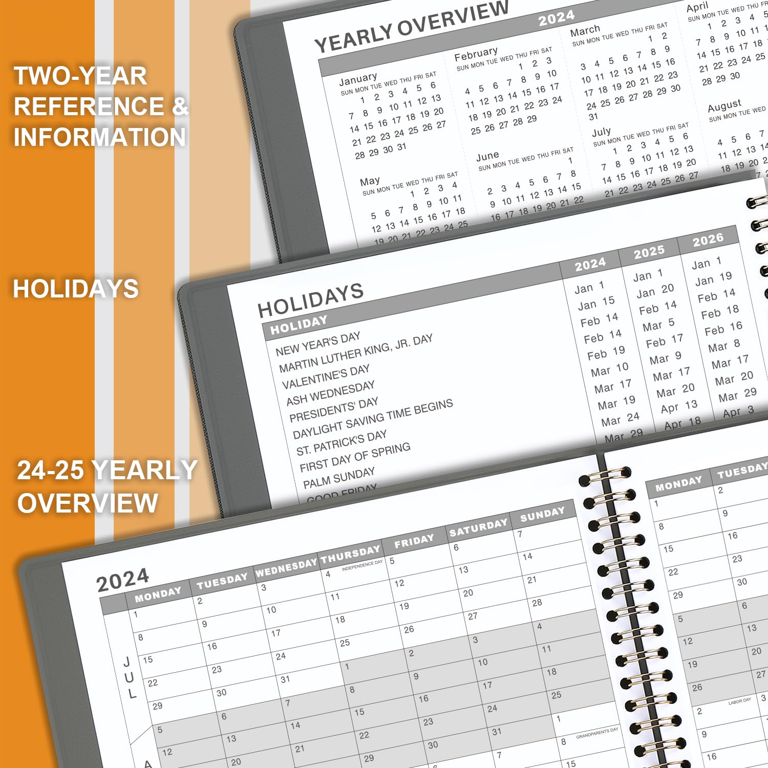 Appointment Book 2024-2025 - July 2024 to June 2025 with Times, Appointment Diary 2024-2025 A4 Week to View Hourly Planner in 15 Minutes, 21.8 x 29 cm, Soft Leather Cover