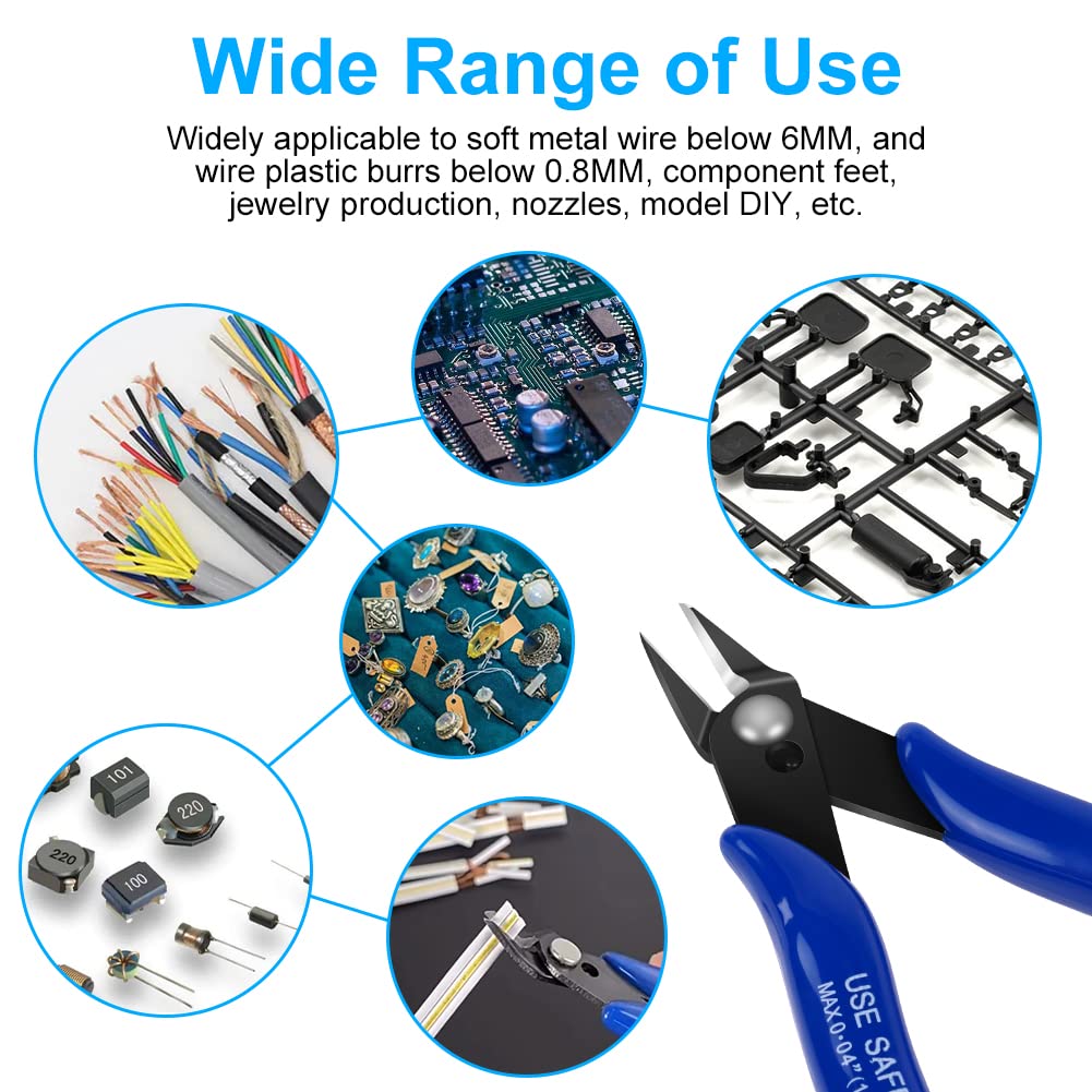 Ainiv 1PC Wire Cutter, Spring-loaded Side Cutters Flush Cutters, Diagonal Cutters Precision Side Cutters, Diagonal Cutting Pliers in CRV Steel, Heavy Duty Cutting Pliers for Electrical, Homes