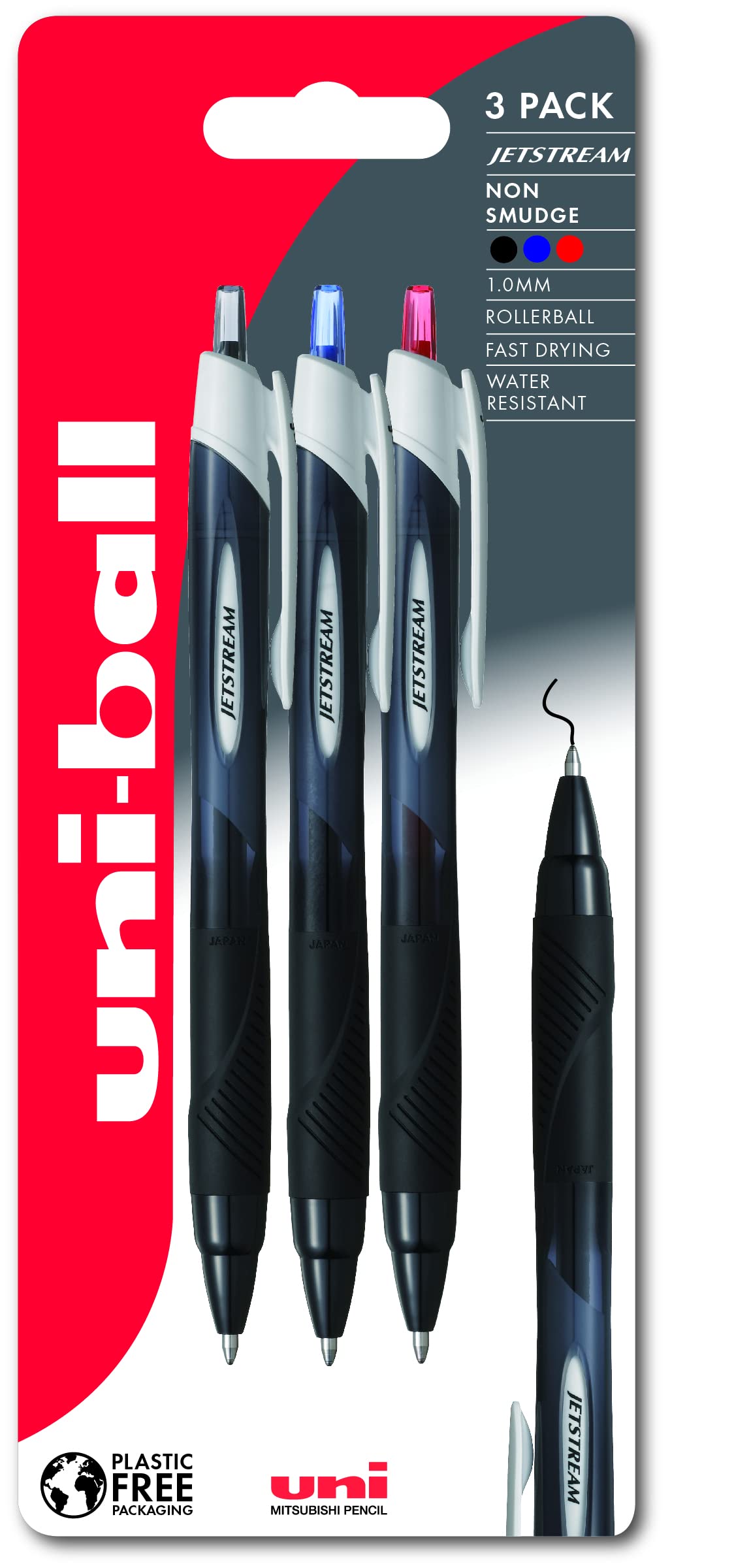 Uni-Ball Jetstream Sport SXN-150S Ballpoint Gel Pens. Premium 1.0mm Rollerball Tip. Smooth Writing Uni Super Ink Dries Instantly. Does Not Smudge. Pack of 3