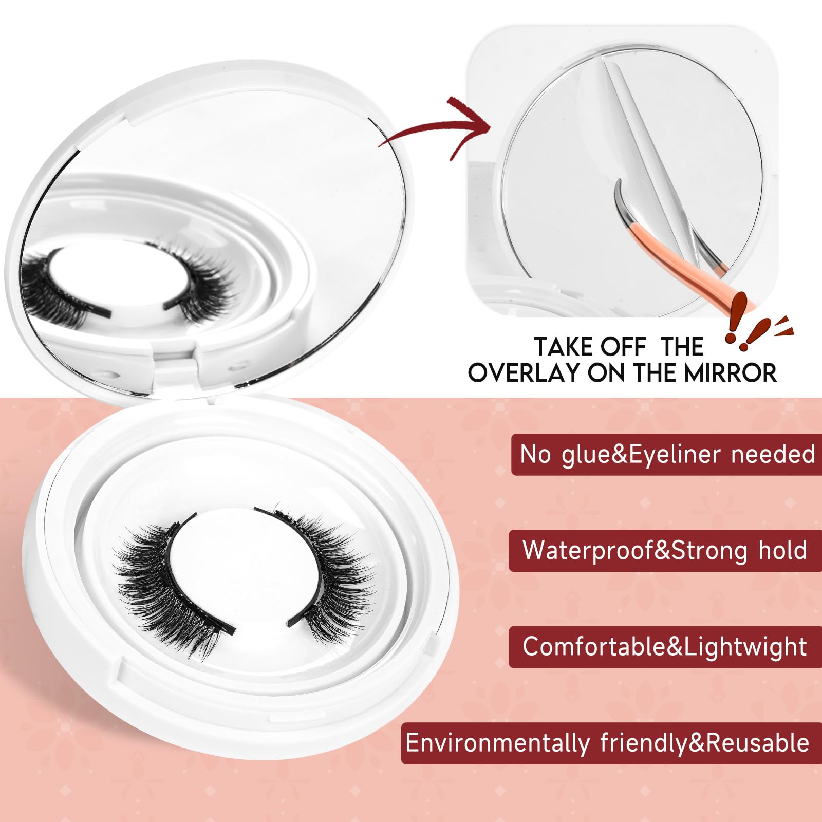 Magnetic Eyelashes with Applicator, Higu clace Magnetic Lashes Natural Look, 1 Pair Reusable Eyelashes Magnetic Without Eyeliner, No Glue Needed Eye Lashes Magnetic, Easy to Wear and Remove(Style A)