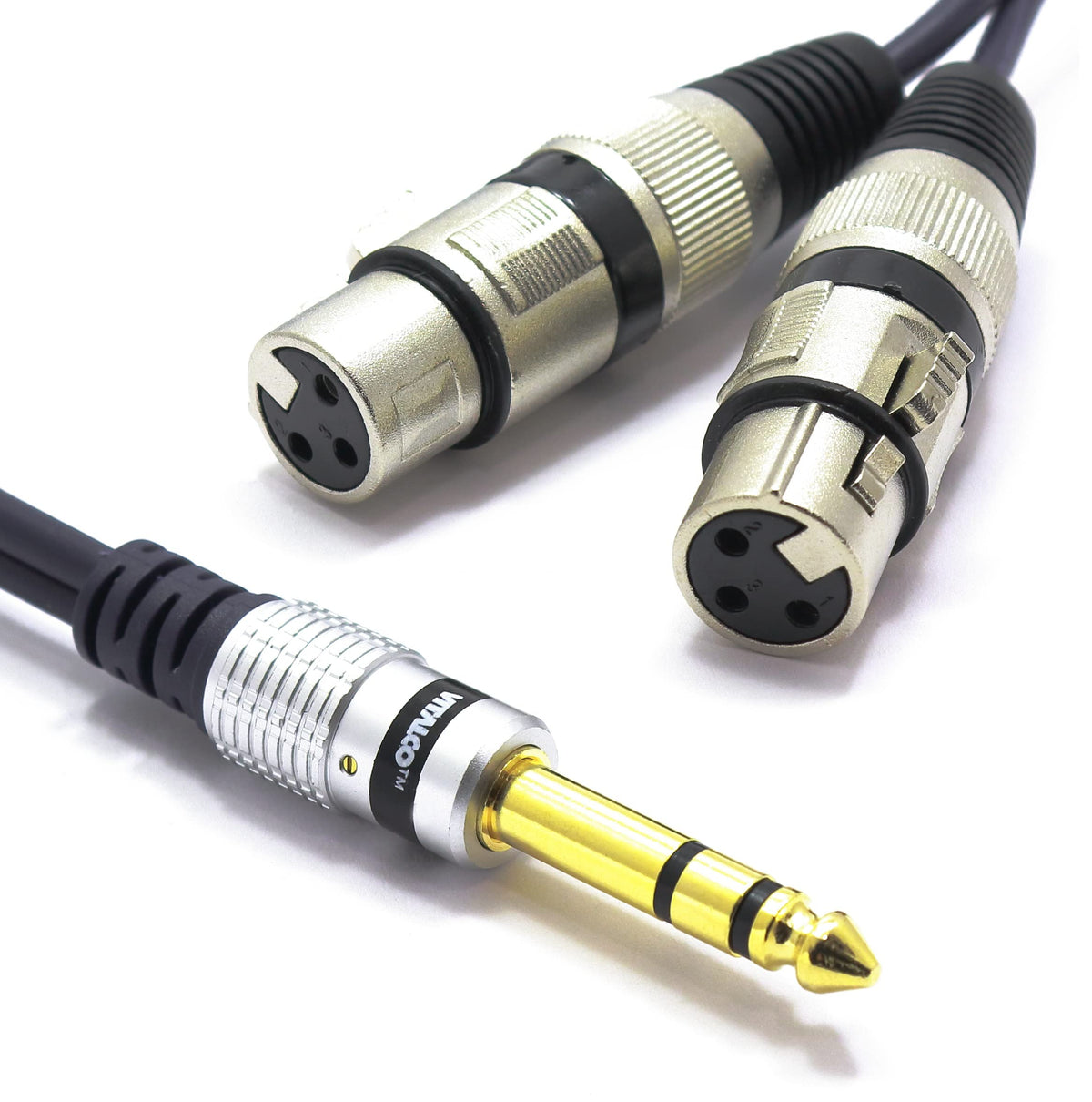 Vitalco 2x XLR Female to Stereo Jack Cable, Microphone Cable, 3-Pin Female to 6.3 mm TRS Jack Plug Adaptor, 1.5 m