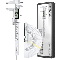 Proster Vernier Caliper Kit 150mm/6Inch Digital Vernier Caliper with Feeler Gauge Fractions/Inch/Metric Measuring Tool for Length Width Depth Diameter