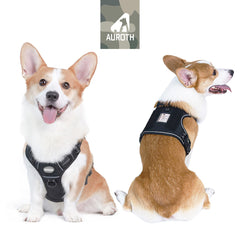 Auroth Tactical Anti Pull Dog Harness Adjustable Breathable Pet Vest Harness for Small Medium Large Dog Reflective Dog Harness Military Materials Size S, Black