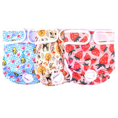 Medo 3 Packs Reusable Dog Nappies, Super Absorbent Washable Dog Diapers Puppy Sanitary Wraps Panties for Female Pet Incontinence and Long Travels 25-35 cm/9.8-13.7 (XS), pinkandblueandyellow