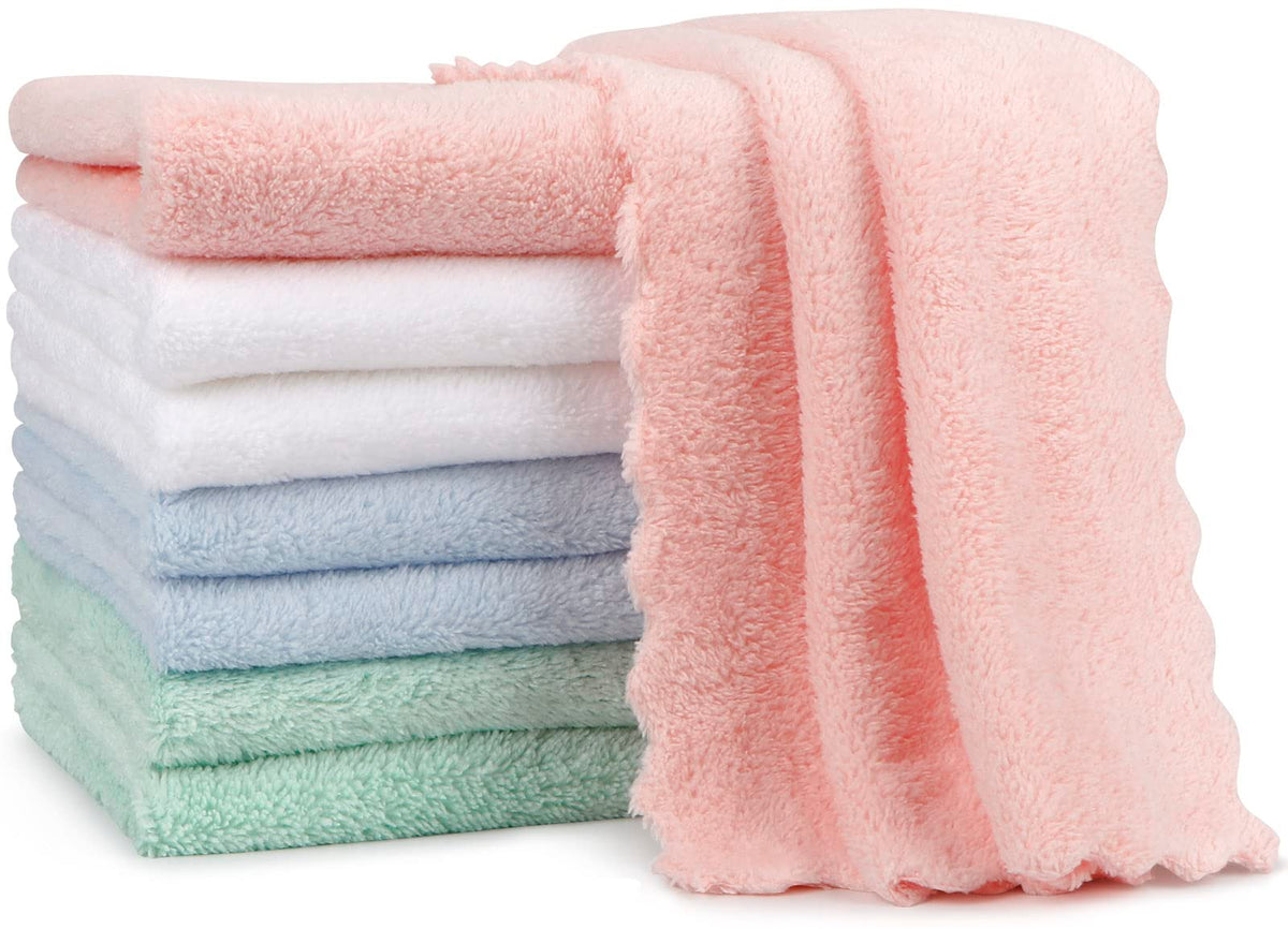 Orighty Burp Cloths, Super Soft & Highly Absorbent Coral Fleece, 20 x 10 Inch Gentle & Large Burp Rugs for Baby Sensitive Skin - Burping Cloths for Newborn Essential, 8 Pack