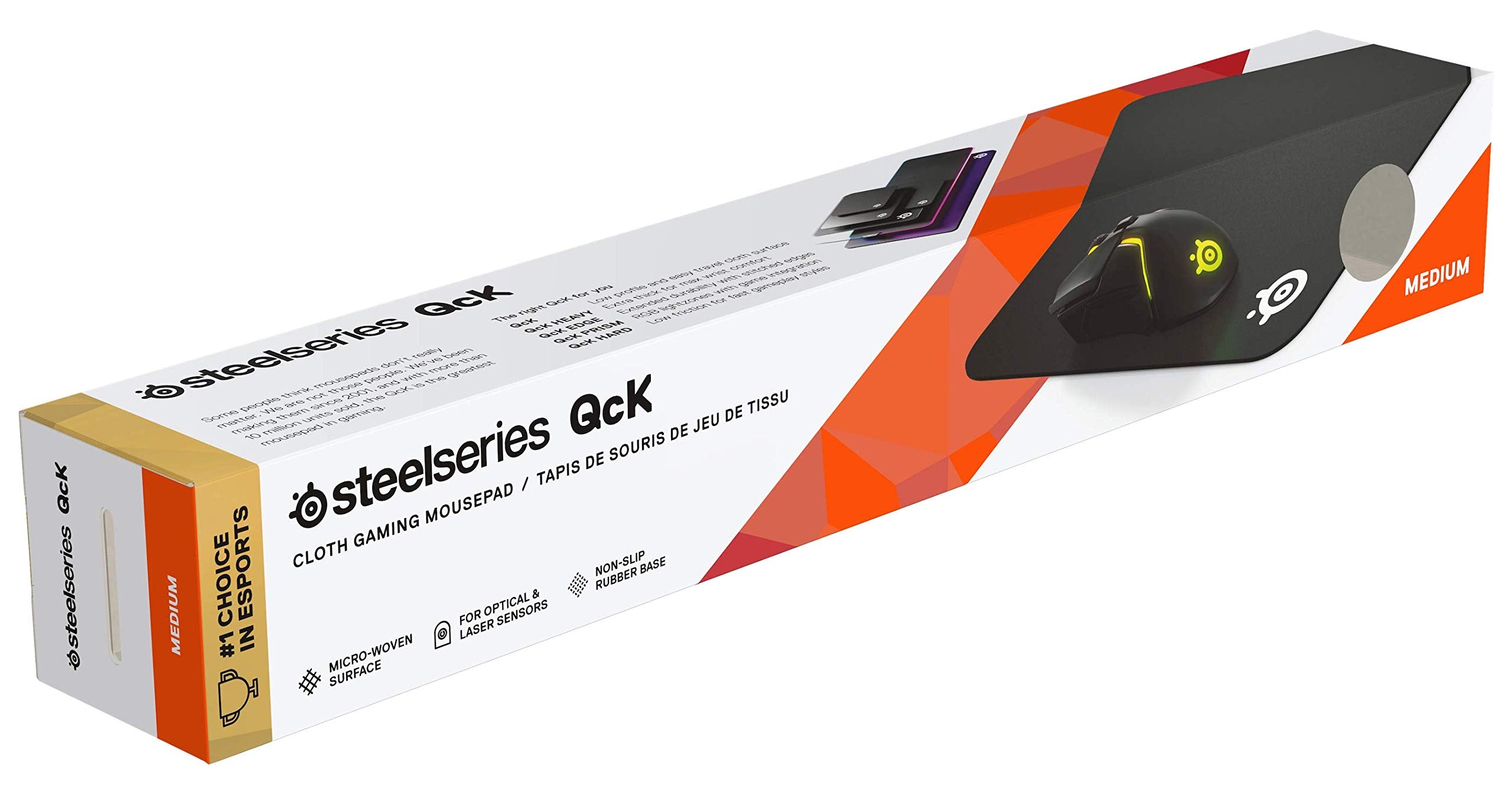 SteelSeries QcK Cloth Gaming Mouse Pad - Micro-Woven Surface - Optimized For Gaming Sensors - Size M (320 x 270 x 2mm) - Black