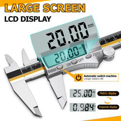 Vernier Caliper Gauge, Preciva Digital Vernier Caliper Micrometer 150mm with Clear LCD Screen, Precision Calipers Measuring Tool, Metal Measuring Gauge Stainless Steel with Inch/mm Conversion