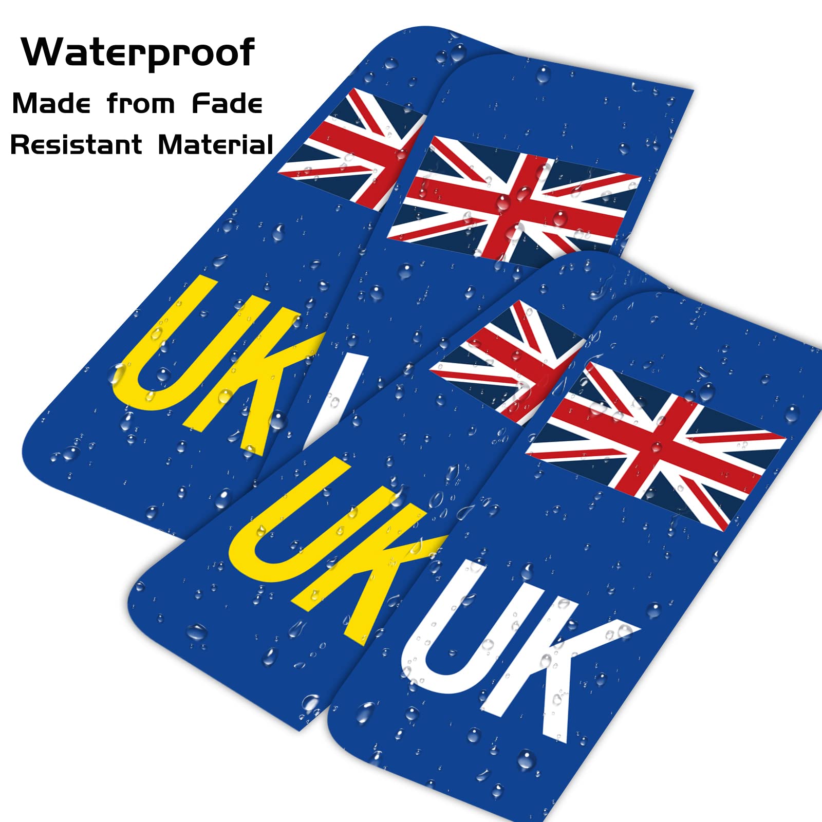 UK Car Stickers, Pack of 4 European Road Legal UK Car Number Plate Vinyl Stickers for Replace GB Stickers after BREXIT