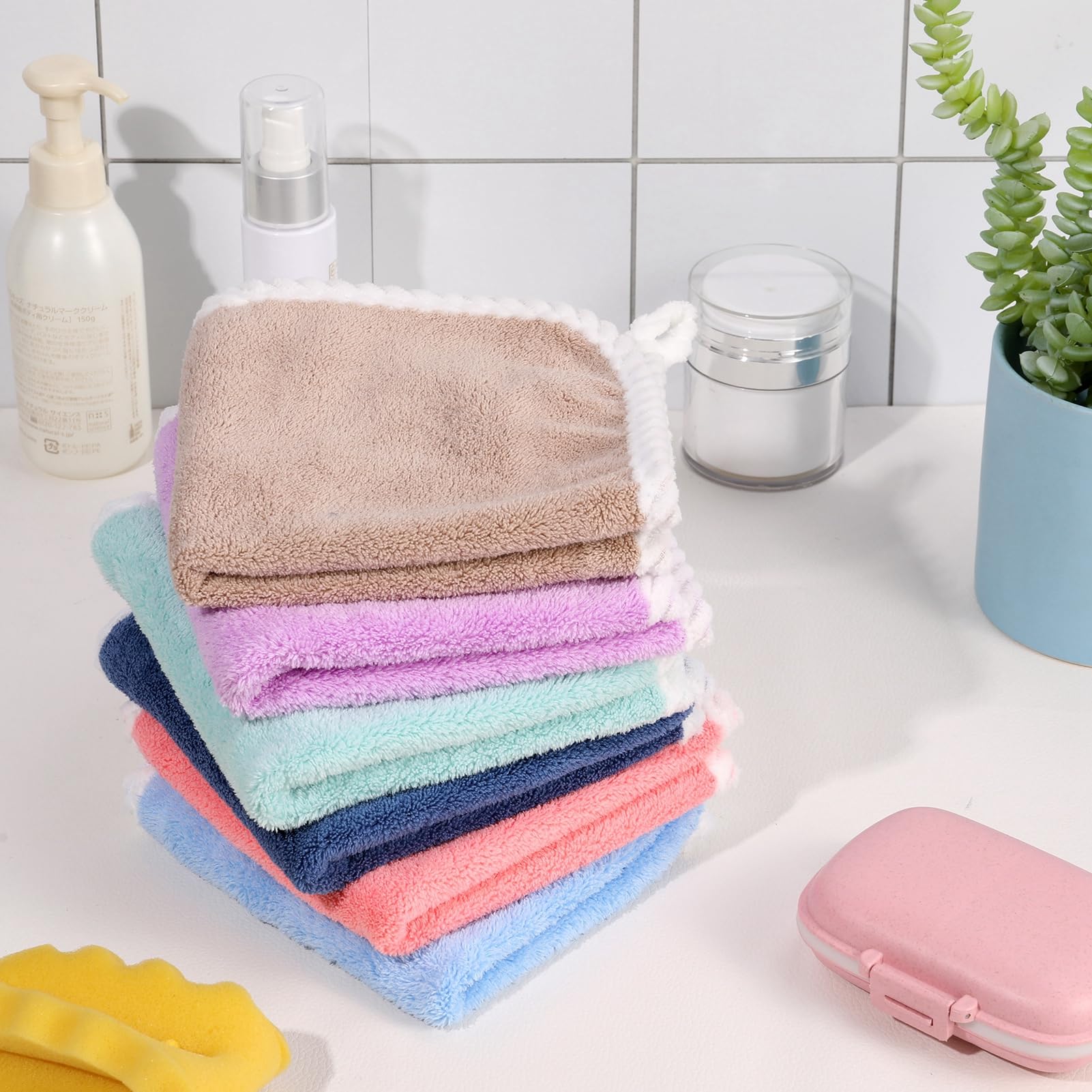 FRIUSATE 6 Pcs Flannel Face Cloth Soft Face Flannels Toddler Flannels Wash Towels Quick Dry Reusable Face Body Cloths Squares Wash Flannels For Baby Kids Adults(30x30cm)