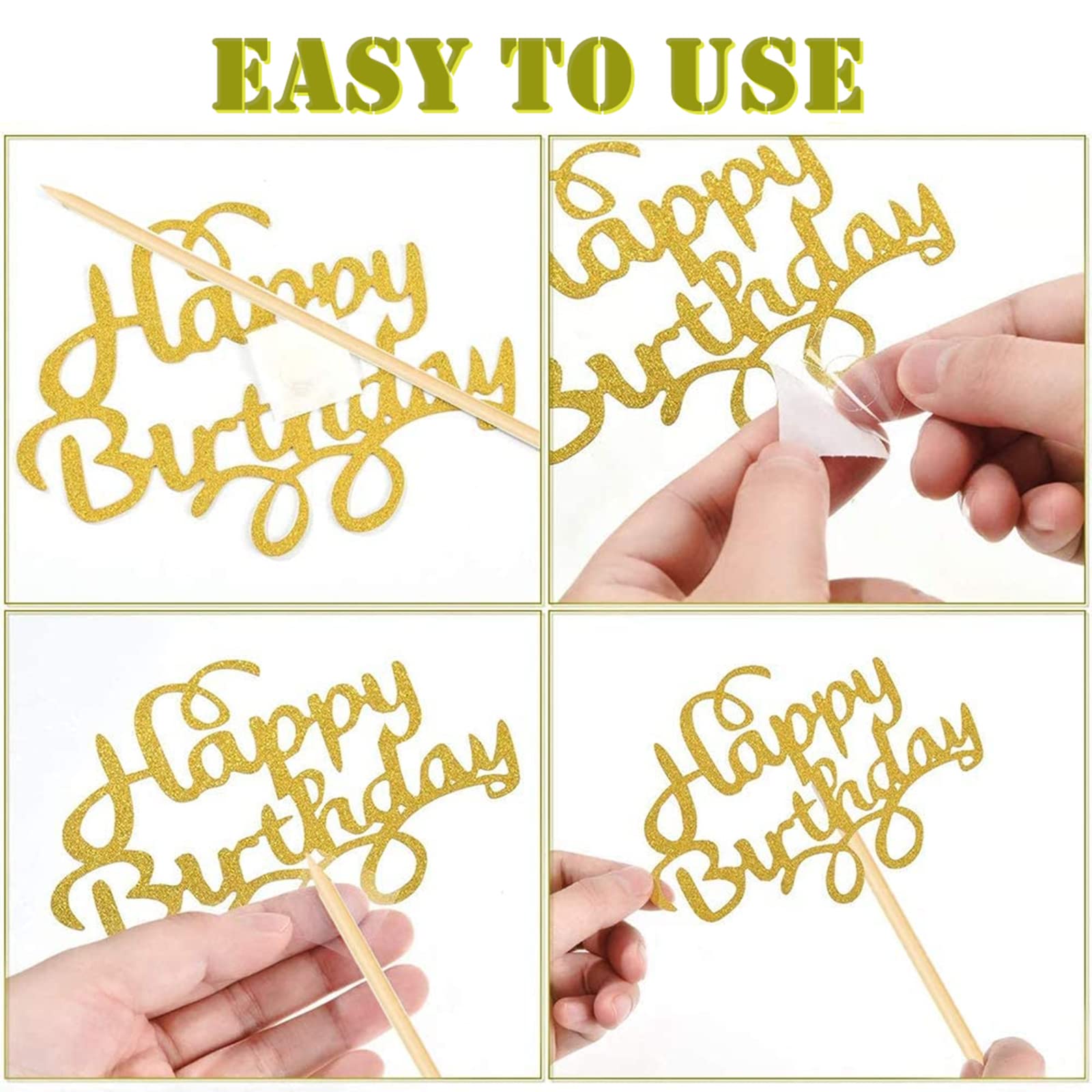 Happy 20th Birthday Cake Topper in Glitter Card,Happy Birthday Cupcake Toppers Gold 20th Birthday Party Decor,Glitter Cake Decoration for Birthday Anniversary Party Decorations(20th, Gold)