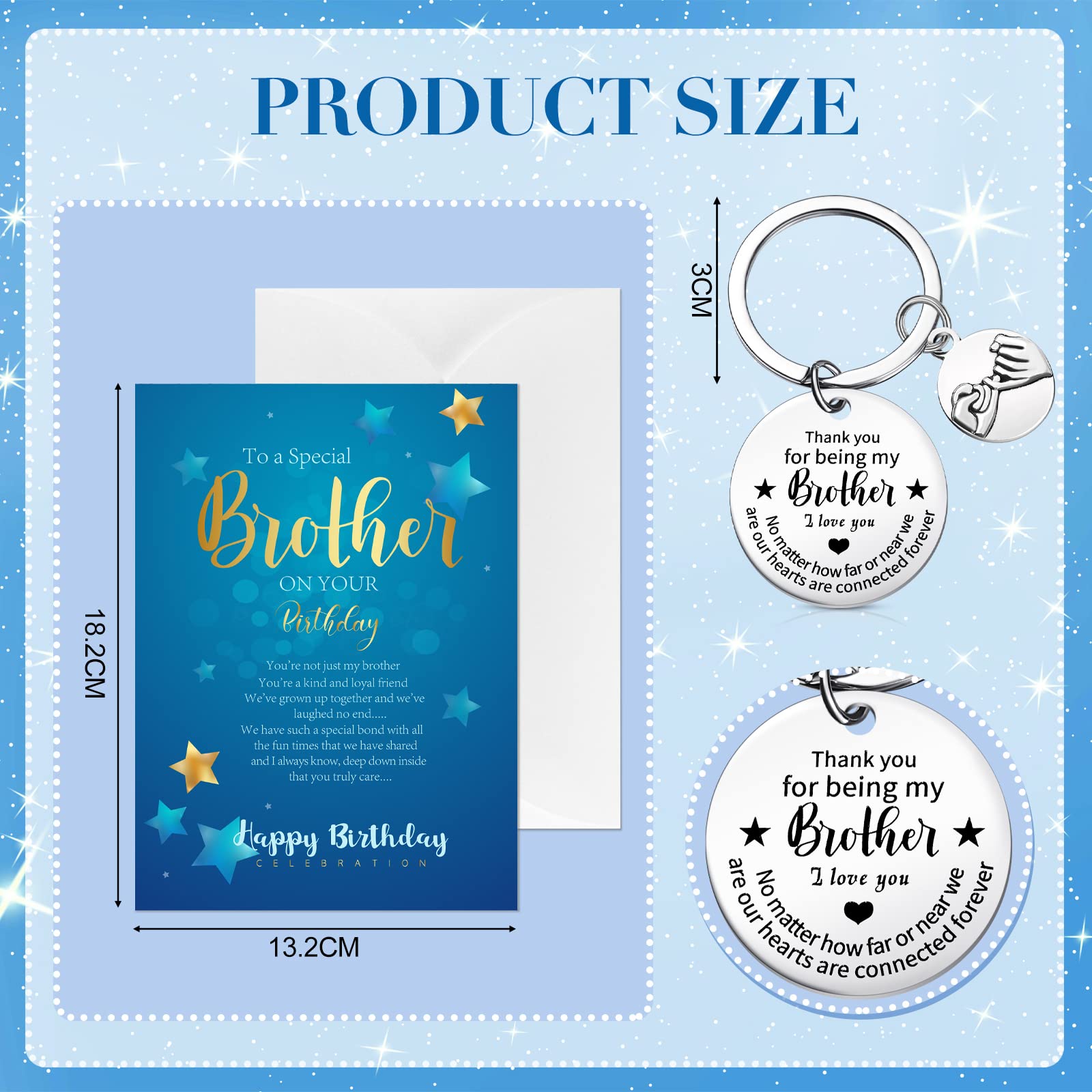 Yaomiao Brother Birthday Card Brother Keyring with Love Envelop Brother Gifts from Sister Brother Thank You for Being My Brother Happy Birthday Gifts