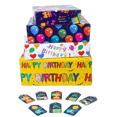 Birthday Gift Wrapping Paper, 8 Pack 70x50cm Folded Sheets with Free Birthday Card for Men, Women, Kids Presents Wrap