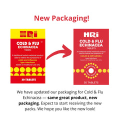 HRI Cold and Flu Echinacea - 30 Tablets. to Relieve The Symptoms of Colds and Flu Type Infections. 338 to 450 mg of Echinacea Purpurea. 1 Pack