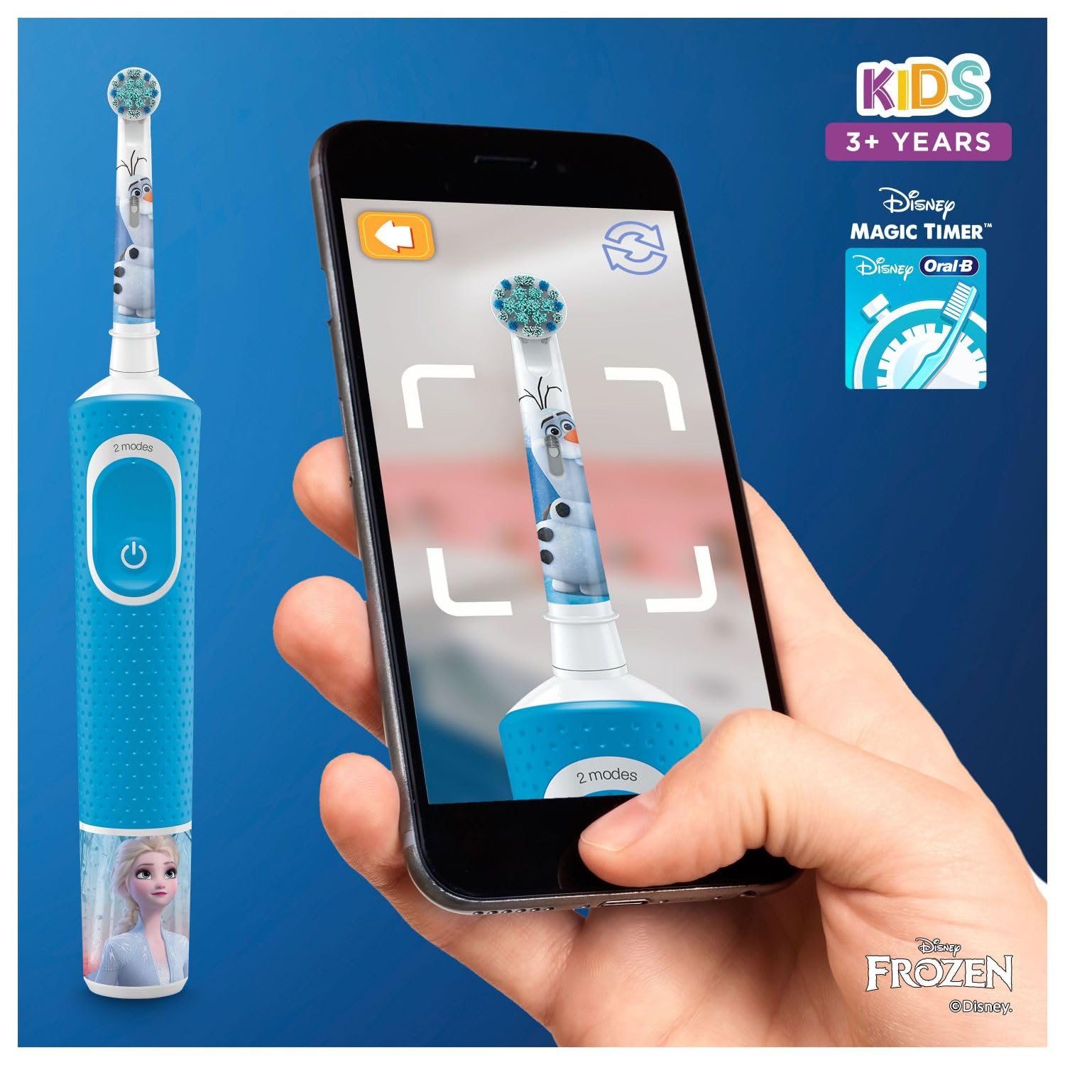 Oral-B Kids Electric Toothbrush Head, with Frozen 2 Characters, Extra Soft Round Bristles, For Ages 3and, Pack of 4 Toothbrush Heads, White