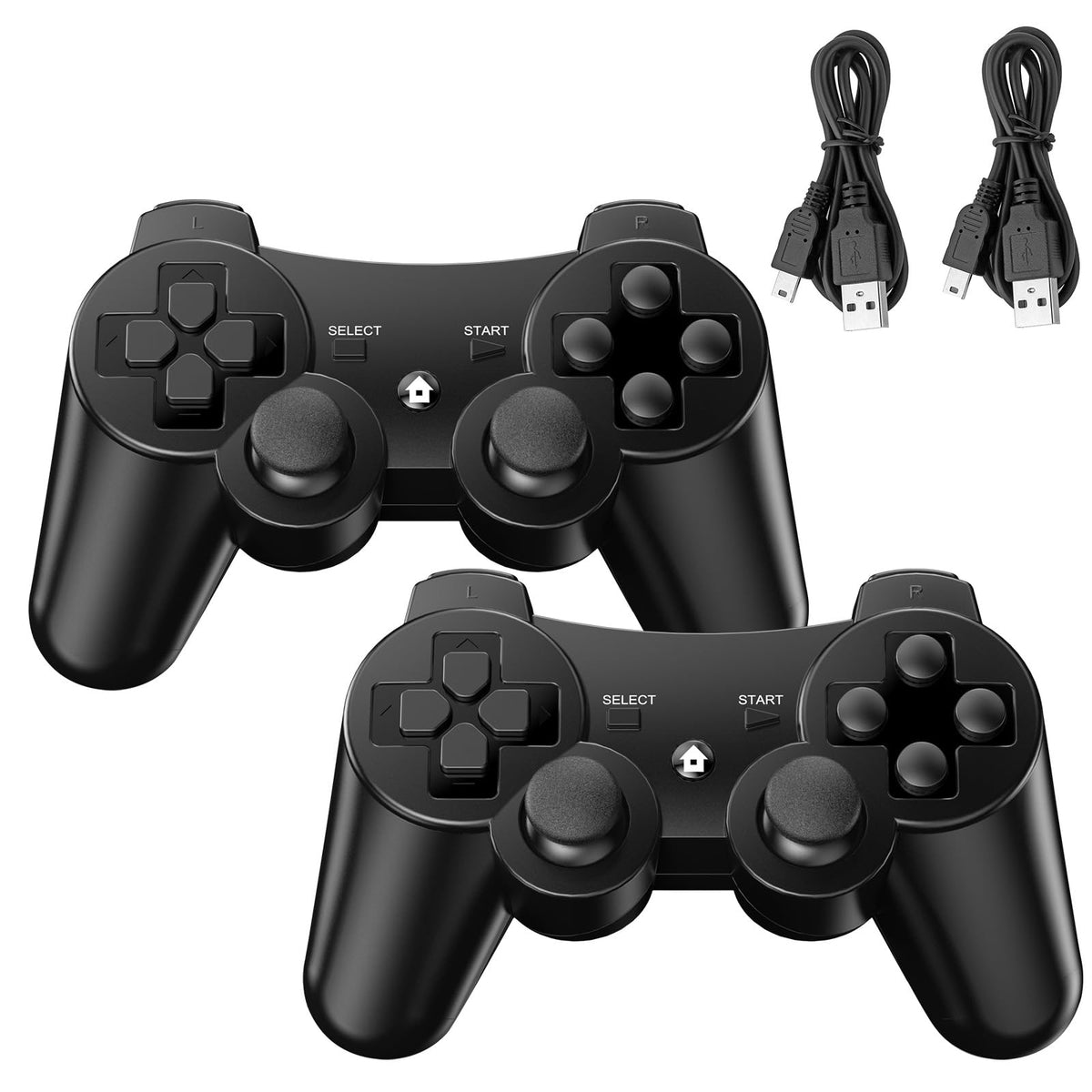 Controller for PS-3, Pack of 2 Wireless Controller for PS-3 with Dual Shock, Gyro Axis, Bluetooth Controller, Rechargable Remote PS-3 Gamepad Joystick with 2 Charging Cables