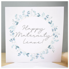 Happy Maternity Leave Card   Baby Shower   Pregnancy Congratulations   Mummy To Be Card   Eucalyptus Grrenery Wreath   148mm Square Modern Greeting Card