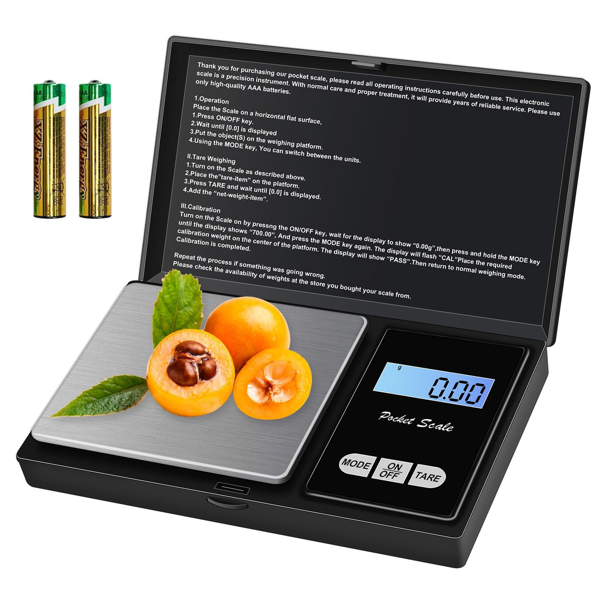 Mini Digital Scales 500x0.01g Small Scales Micro Jewellery Scales Weed Kitchen Pocket Scales Precision Weighing with Back-Lit LCD Display for Jewellery Gold Coffee Herb (2 Batteries Included)