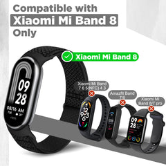 Runostrich Elastic Straps Compatible with Xiaomi Mi Band 8 Women Men, Stretchy Solo Loop Soft Nylon Elastic Band Replacement Wristband for Xiaomi Mi Band 8，2 PCS