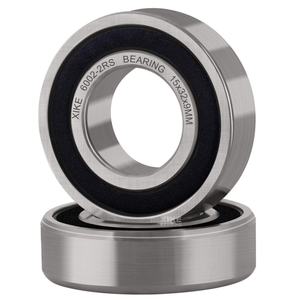 XIKE 6002-2RS Ball Bearings 15x32x9mm, Pre-lubricated and Bearing Steel and Double Rubber Seals, 6002RS Deep Groove Ball Bearing with Shields, 2 in a pack.