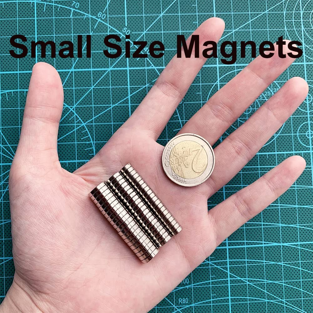 60 MEALOS Small Magnets - 20pcs 6X2mm, 20pcs 8x2mm, 20pcs 10x2mm Neodymium Magnets Rare Earth Magnets - Tiny Thin Magnets for Crafts, Miniatures,3D Printed Project, Hobby - Small Round Little Magnets