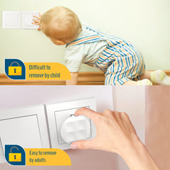 Plug Socket Covers UK, Pack of 10 Premium Baby Safety Socket Protector -Tight Grip 3 Pin White Baby Plug Covers, Perfect for Child Safety at Home & School