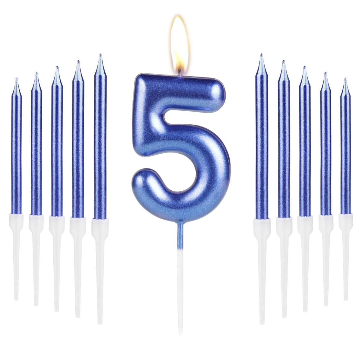 Royal Blue Happy 5th Birthday Candles, Blue Number 5 Candles, Blue Birthday Decorations Birthday Candles for Cake, Cake Candles Cake Toppers for Girls Boys 5th Birthday Decorations Wedding Anniversary